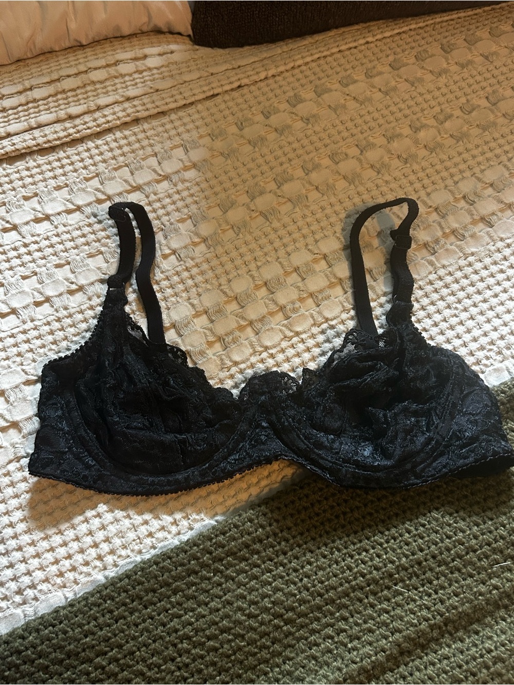 René Rofé Black Lace Underwire Bra 36B